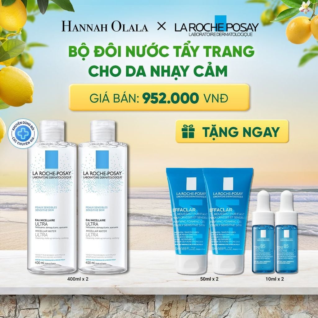 BỘ ĐÔI NƯỚC TẨY TRANG CHO DA NHẠY CẢM MICELLAR SENSITIVE SKIN 400ML DEAL 10: 