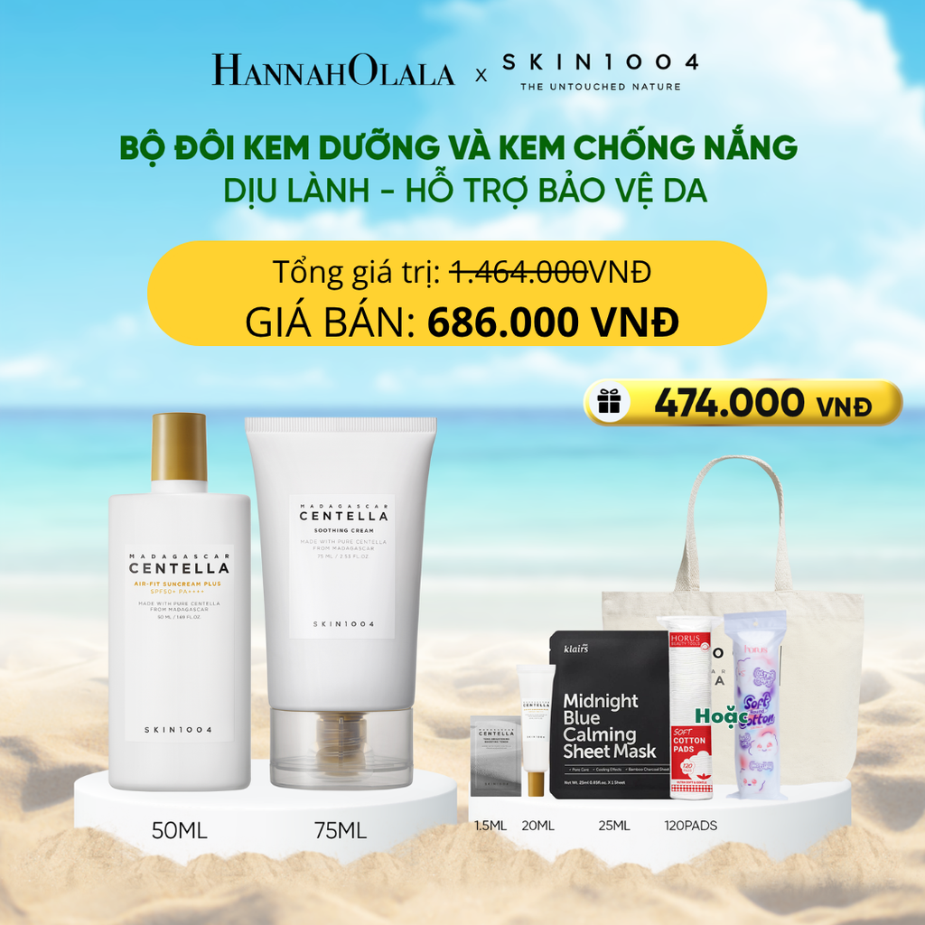  COMBO 01 PCS SKIN1004 KEM DƯỠNG MADAGASCAR CENTELLA SOOTHING CREAM 75ML + 01 PCS SKIN1004 KEM CHỐNG NẮNG MADAGASCAR CENTELLA AIR-FIT SUNCREAM PLUS 50ML 