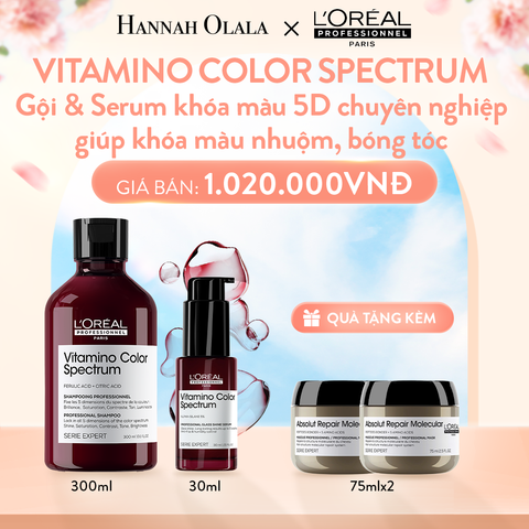 A476_DEAL 15: BỘ GỘI & SERUM KHÓA MÀU 5D CHUYÊN NGHIỆP GIÚP KHÓA MÀU NHUỘM, BÓNG TÓC L'ORÉAL PROFESSIONNEL VITAMINO COLOR SPECTRUM - GỘI 300ML, SERUM 30ML 