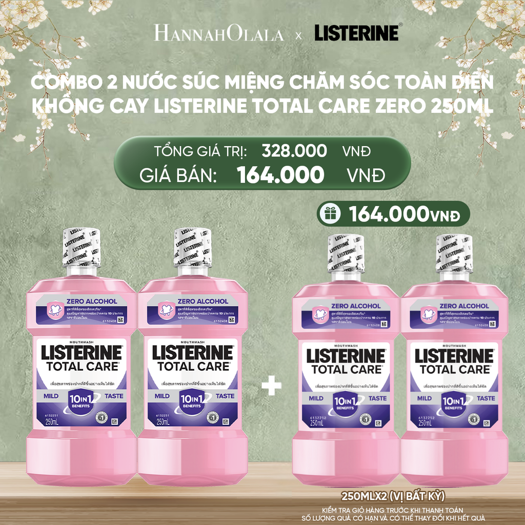  DEAL 16: COMBO 2 NƯỚC SÚC MIỆNG CHĂM SÓC TOÀN DIỆN KHÔNG CAY LISTERINE TOTAL CARE ZERO 250ML 