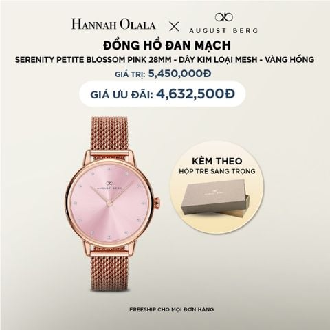 DEAL 10: ĐỒNG HỒ ĐAN MẠCH AUGUST BERG SERENITY PETITE - MẶT BLOSSOM PINK 28MM, DÂY MESH MÀU ROSE GOLD 