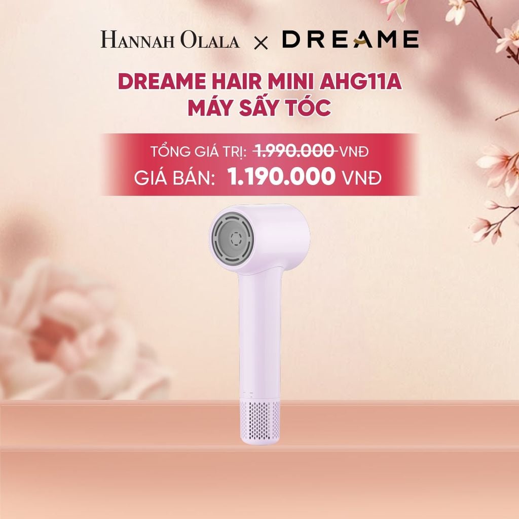  DREAME HAIR MINI AHG11A MÁY SẤY TÓC ION ÂM SIÊU NHỎ GỌN 270G ĐỘNG CƠ TỐC ĐỘ CAO - BH 24 THÁNG - A1465 