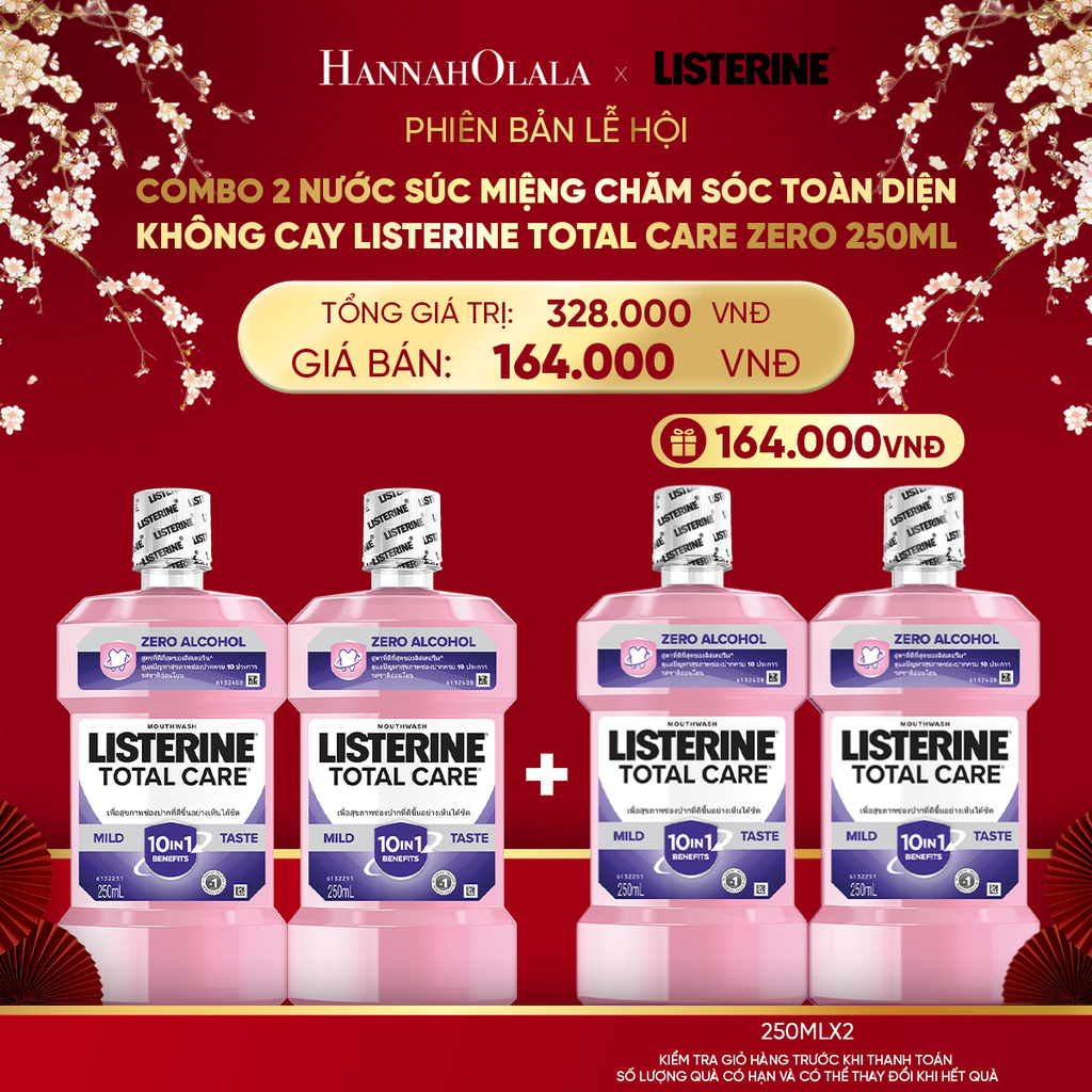  DEAL 16: COMBO 2 NƯỚC SÚC MIỆNG CHĂM SÓC TOÀN DIỆN KHÔNG CAY LISTERINE TOTAL CARE ZERO 250ML 
