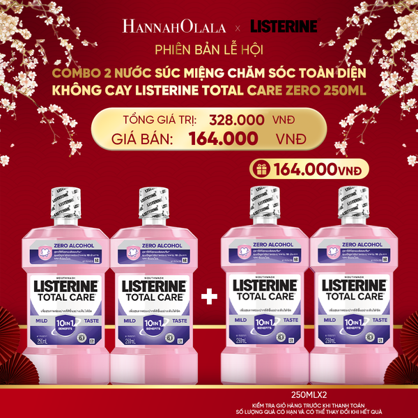  DEAL 16: COMBO 2 NƯỚC SÚC MIỆNG CHĂM SÓC TOÀN DIỆN KHÔNG CAY LISTERINE TOTAL CARE ZERO 250ML 