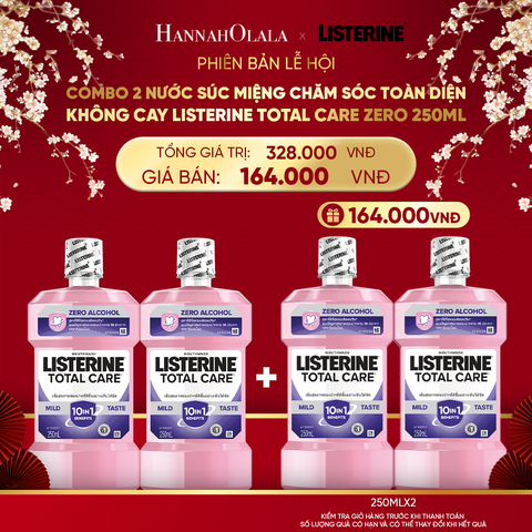  DEAL 16: COMBO 2 NƯỚC SÚC MIỆNG CHĂM SÓC TOÀN DIỆN KHÔNG CAY LISTERINE TOTAL CARE ZERO 250ML 