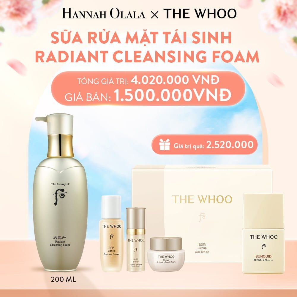  A916_DEAL10: SỮA RỬA MẶT TÁI SINH DA WHOO CHEONGIDAN RADIANT CLEANSING FOAM 200ML 
