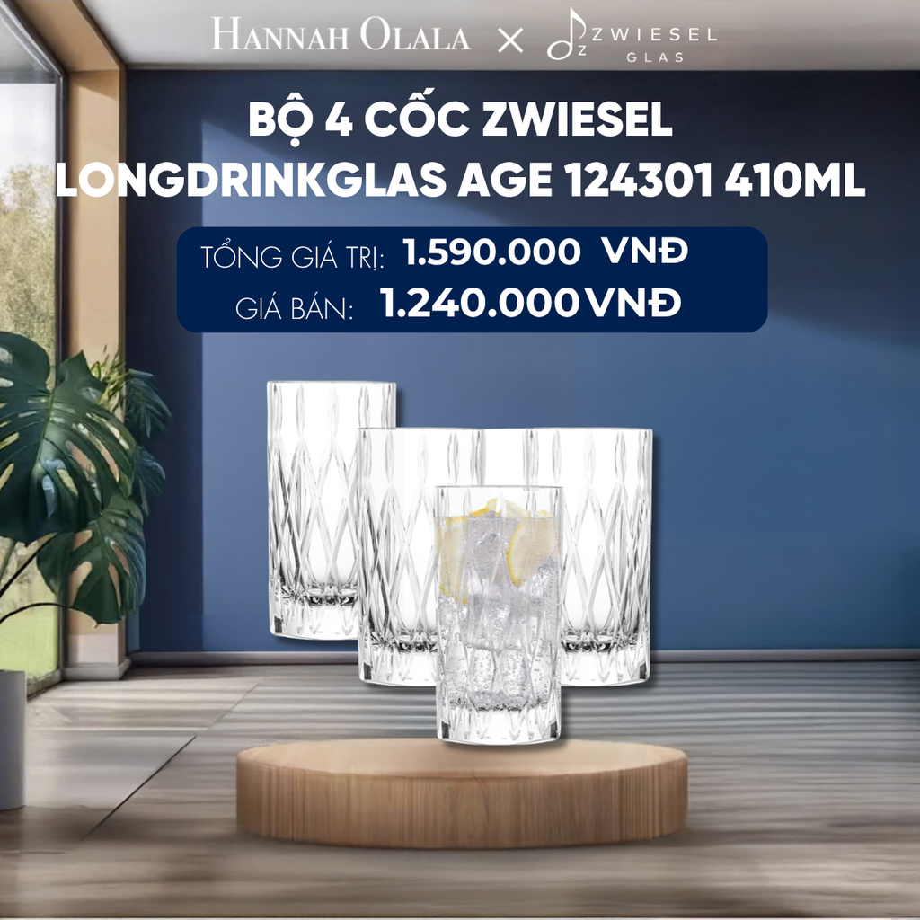  BỘ 4 CỐC ZWIESEL LONGDRINKGLAS AGE 124301 410ML 