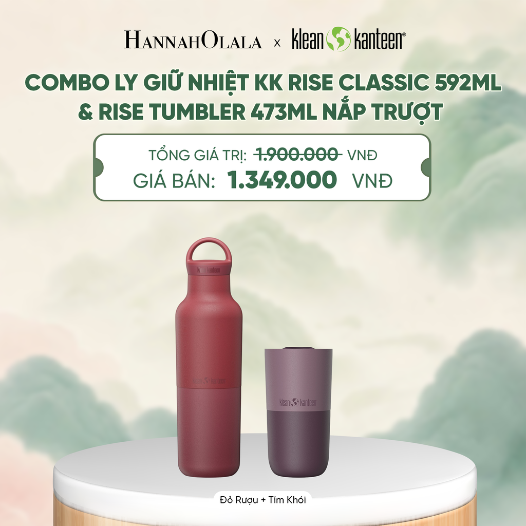  COMBO LY GIỮ NHIỆT KLEAN KANTEEN RISE CLASSIC 592ML & RISE TUMBLER 473ML NẮP TRƯỢT CHẤT LIỆU INOX 18/8 - A4028 