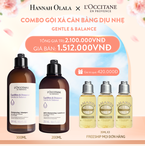  A451_DEAL 10A: COMBO GỘI XẢ L'OCCITANE CÂN BẰNG DỊU NHẸ DÀNH CHO MỌI LOẠI DA ĐẦU 300ML & 250ML 
