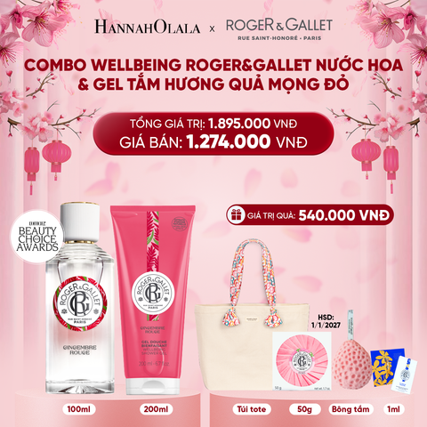  DEAL 3: COMBO LƯU HƯƠNG WELBEING ROGER&GALLLET: NƯỚC HOA 100ML & GEL TẮM 200ML 