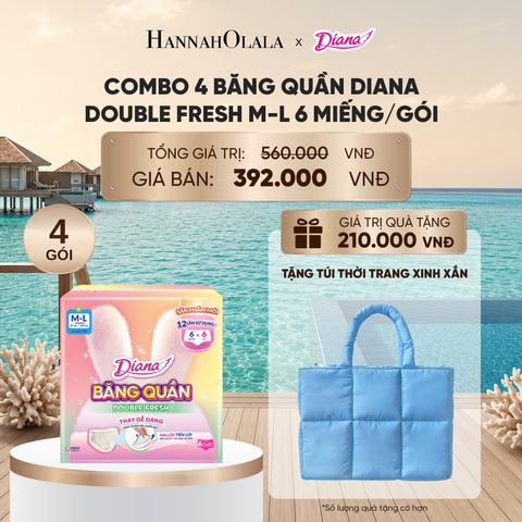  COMBO 4 BĂNG QUẦN DIANA DOUBLE FRESH M-L 6 MIẾNG/GÓI_ D464 