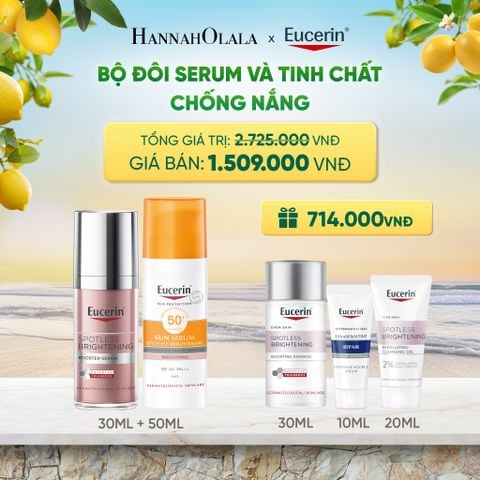  BỘ ĐÔI SERUM DƯỠNG SÁNG DA CẢI THIỆN THÂM NÁM EUCERIN BOOSTER SERUM 30ML & TINH CHẤT CHỐNG NẮNG GIẢM THÂM NÁM EUCERIN SPOTLESS BRIGHTENING SERUM SPF50+ 50ML DEAL 10: 