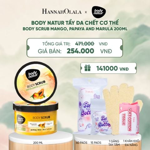  BODY NATUR TẨY DA CHẾT CƠ THỂ BODY SCRUB MANGO, PAPAYA AND MARULA 200ML - A1422 