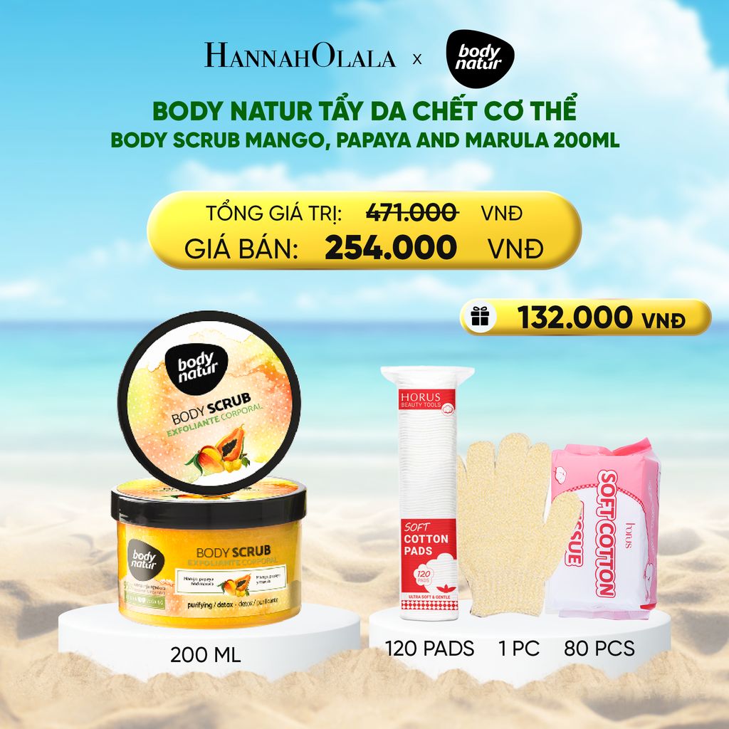  DEAL 10: BODY NATUR TẨY DA CHẾT CƠ THỂ BODY SCRUB MANGO, PAPAYA AND MARULA 200ML 