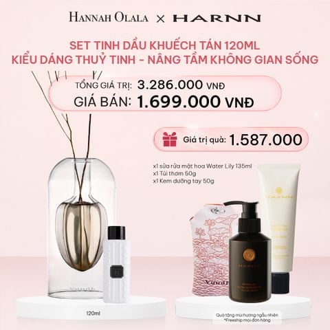  E454_DEAL 10: SET TINH DẦU KHUẾCH TÁN HARNN VỚI KIỂU DÁNG THUỶ TINH 120ML - NÂNG TẦM KHÔNG GIAN SỐNG 