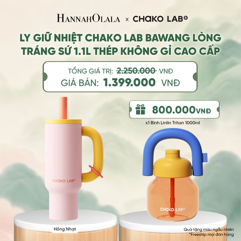  LY GIỮ NHIỆT CHAKO LAB BAWANG LÒNG TRÁNG SỨ 1.1L THÉP KHÔNG GỈ CAO CẤP - A4009 