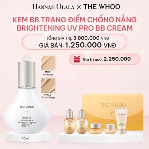  E228_DEAL 10: NEW - KEM BB TRANG ĐIỂM CHỐNG NẮNG WHOO SEOL BRIGHT UV PRO BB CREAM 40ML - MÀU 01/02 