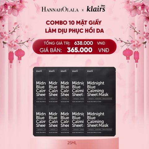  DEAL 10 : COMBO 10 DEAR, KLAIRS MẶT NẠ GIẤY SHEET MASK 25ML VER 2 