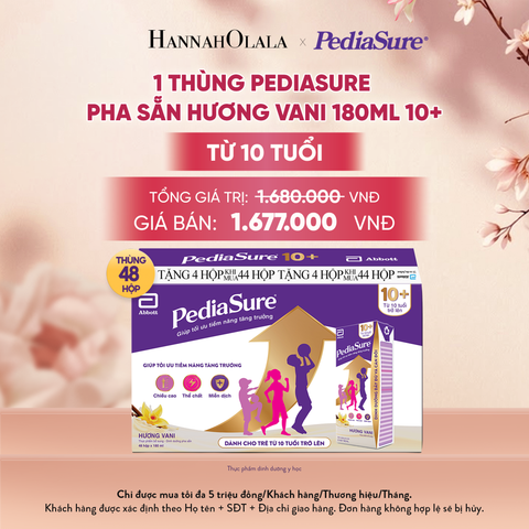  1 THÙNG PEDIASURE PHA SẴN HƯƠNG VANI 180ML 10+ (DÙNG CHO BÉ TRÊN 10 TUỔI) DEAL 10: - A1682 