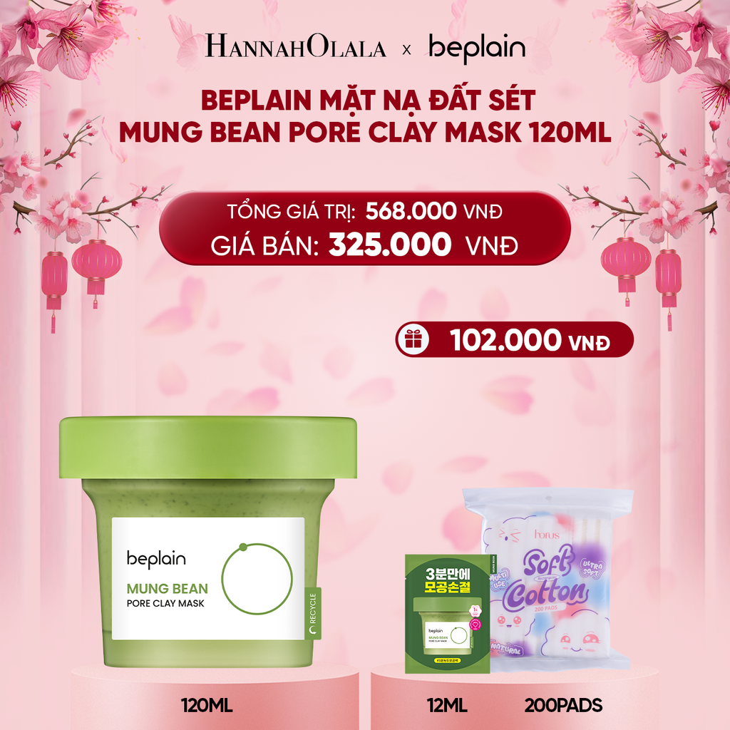  DEAL 5: BEPLAIN MẶT NẠ ĐẤT SÉT MUNG BEAN PORE CLAY MASK 120ML 