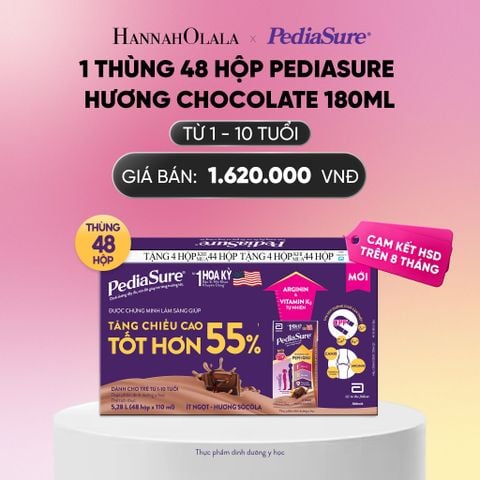  1 THÙNG 48 HỘP PEDIASURE HƯƠNG CHOCOLATE 180ML DEAL 0: _A748 