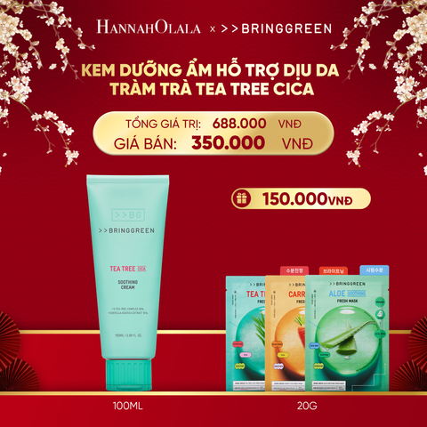  DEAL 6: KEM DƯỠNG ẨM HỖ TRỢ LÀM DỊU DA TRÀM TRÀ BRING GREEN TEA TREE CICA SOOTHING CREAM 100ML 