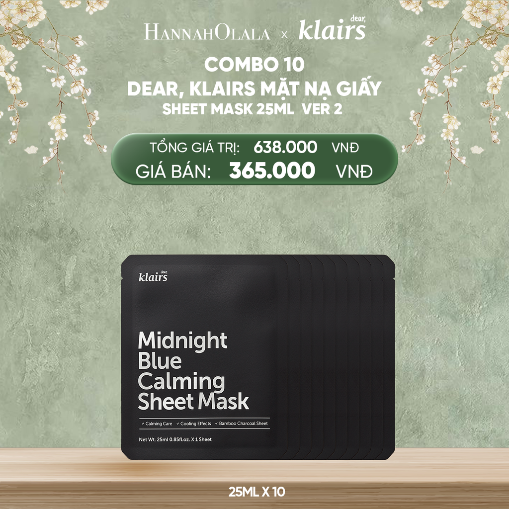  DEAL 10 : COMBO 10 DEAR, KLAIRS MẶT NẠ GIẤY SHEET MASK 25ML VER 2 