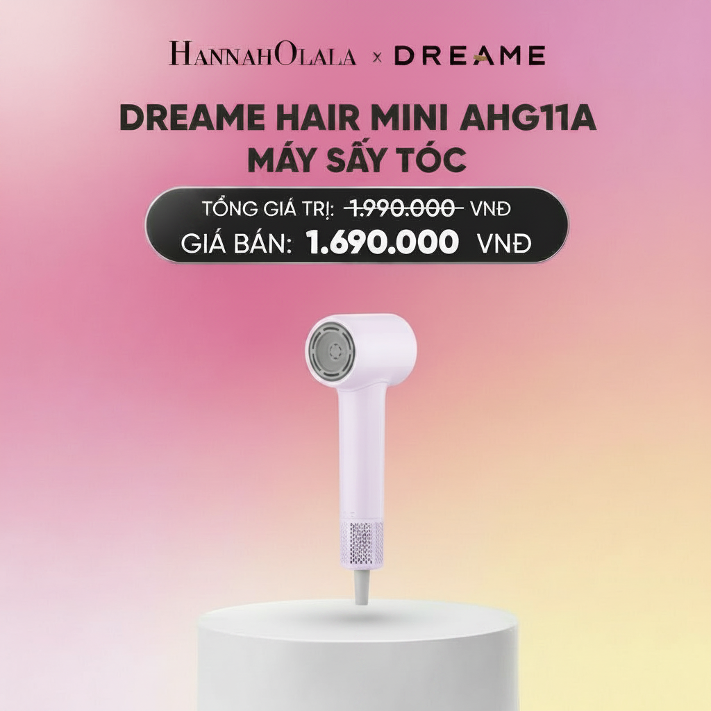  DREAME HAIR MINI AHG11A MÁY SẤY TÓC ION ÂM SIÊU NHỎ GỌN 270G ĐỘNG CƠ TỐC ĐỘ CAO - BH 24 THÁNG - H203_A1717 