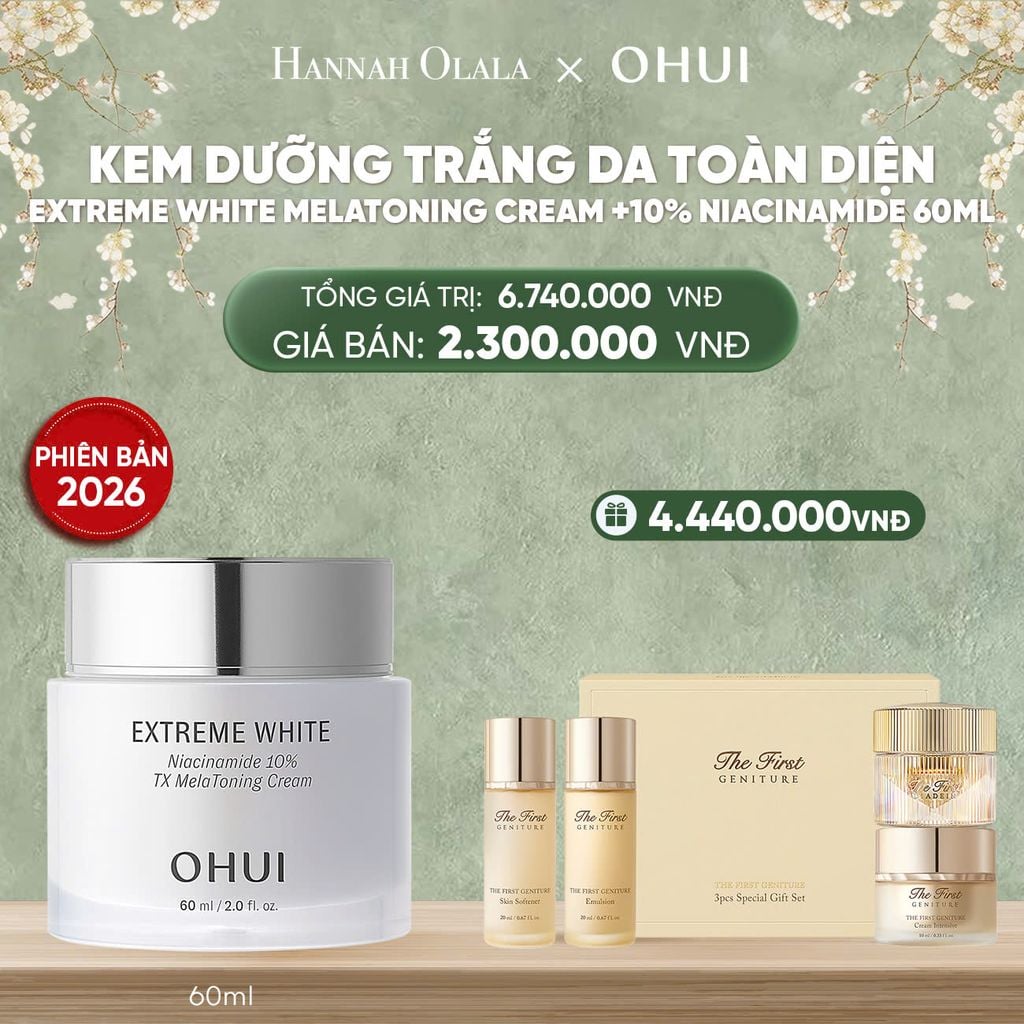  DEAL49: PHIÊN BẢN 2026 - KEM DƯỠNG TRẮNG DA TOÀN DIỆN OHUI EXTREME WHITE MELATONING CREAM +10% NIACINAMIDE 60ML 