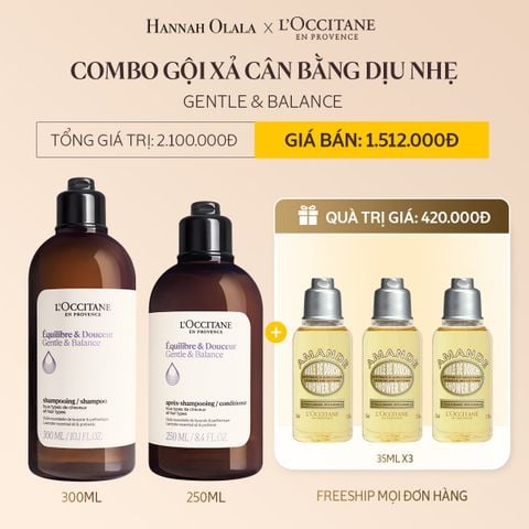 DEAL 10A: COMBO GỘI XẢ L'OCCITANE CÂN BẰNG DỊU NHẸ DÀNH CHO MỌI LOẠI DA ĐẦU 300ML & 250ML 