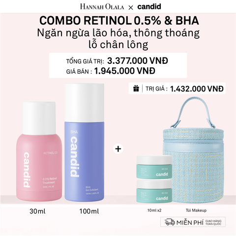  DEAL 10: RETINOL 0.5 30ML & BHA 100ML BỘ ĐÔI NGĂN NGỪA LÃO HÓA, TẨY TẾ BÀO CHẾT DỊU NHẸ, THÔNG THOÁNG LỖ CHÂN LÔNG 