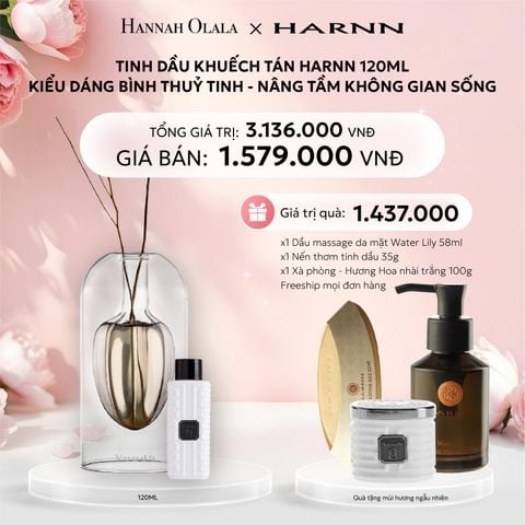  E1002: DEAL 10: TINH DẦU KHUẾCH TÁN HARNN KIỂU DÁNG BÌNH THUỶ TINH 120ML - NÂNG TẦM KHÔNG GIAN SỐNG 