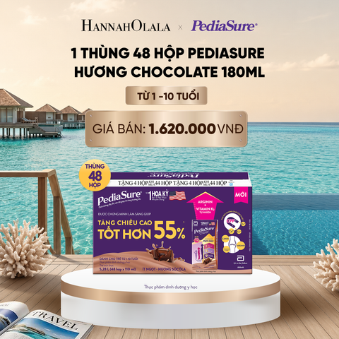  1 THÙNG 48 HỘP PEDIASURE HƯƠNG CHOCOLATE 180ML DEAL 0:_ D2130 