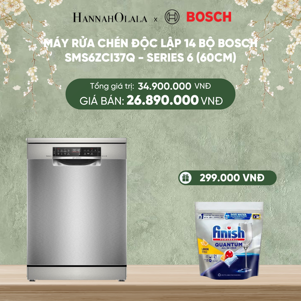  DEAL 10: MÁY RỬA CHÉN ĐỘC LẬP 14 BỘ BOSCH SMS6ZCI37Q - SERIES 6 (60CM) 