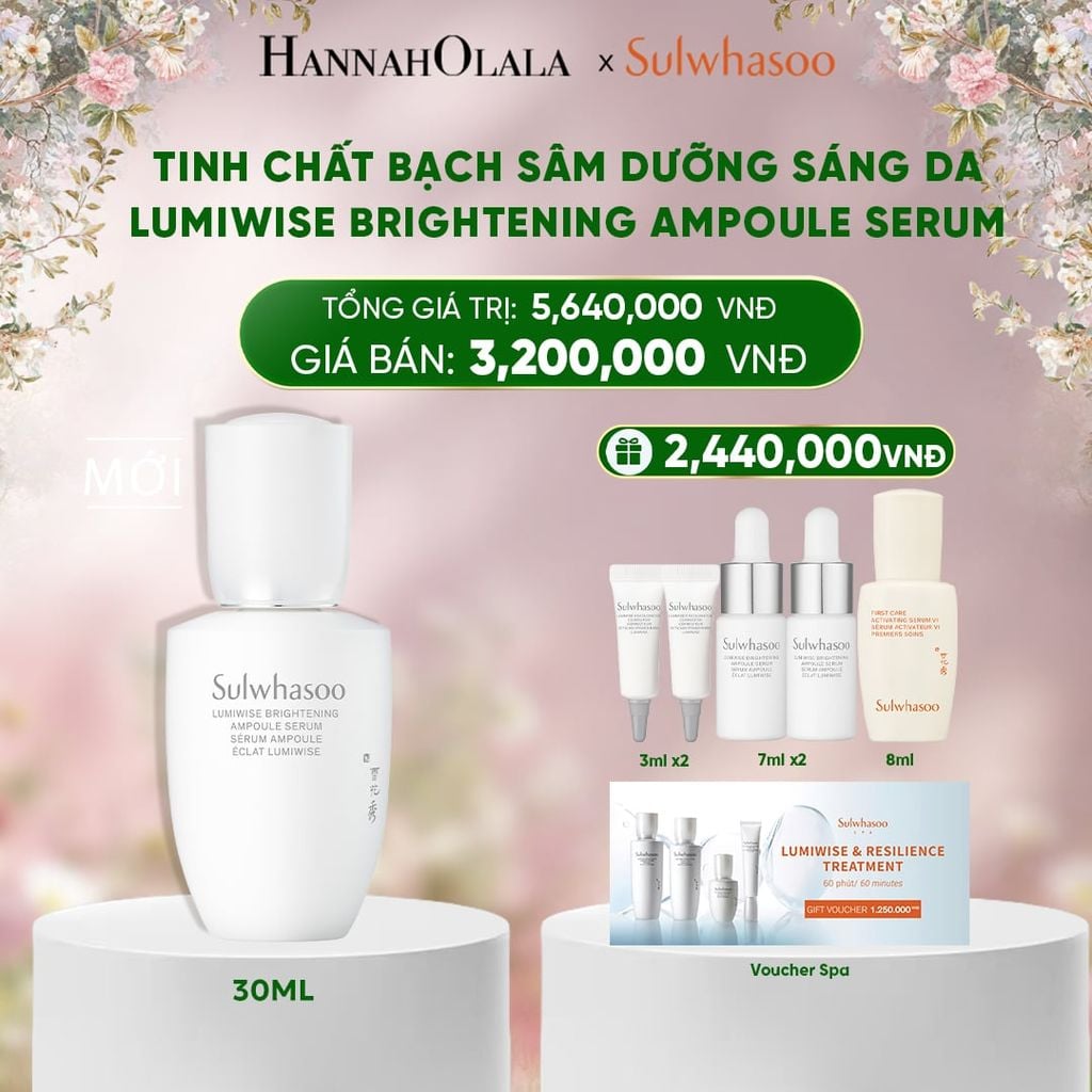  DEAL 10: TINH CHẤT BẠCH SÂM DƯỠNG SÁNG DA SULWHASOO LUMIWISE BRIGHTENING AMPOULE SERUM 30ML 