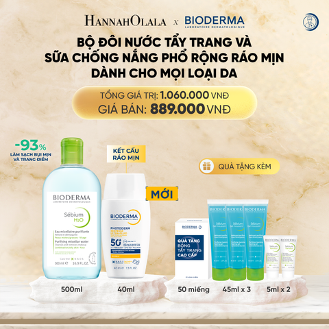  DEAL 12: BỘ ĐÔI NƯỚC TẨY TRANG VÀ SỮA CHỐNG NẮNG PHỔ RỘNG RÁO MỊN CHO MỌI LOẠI DA 