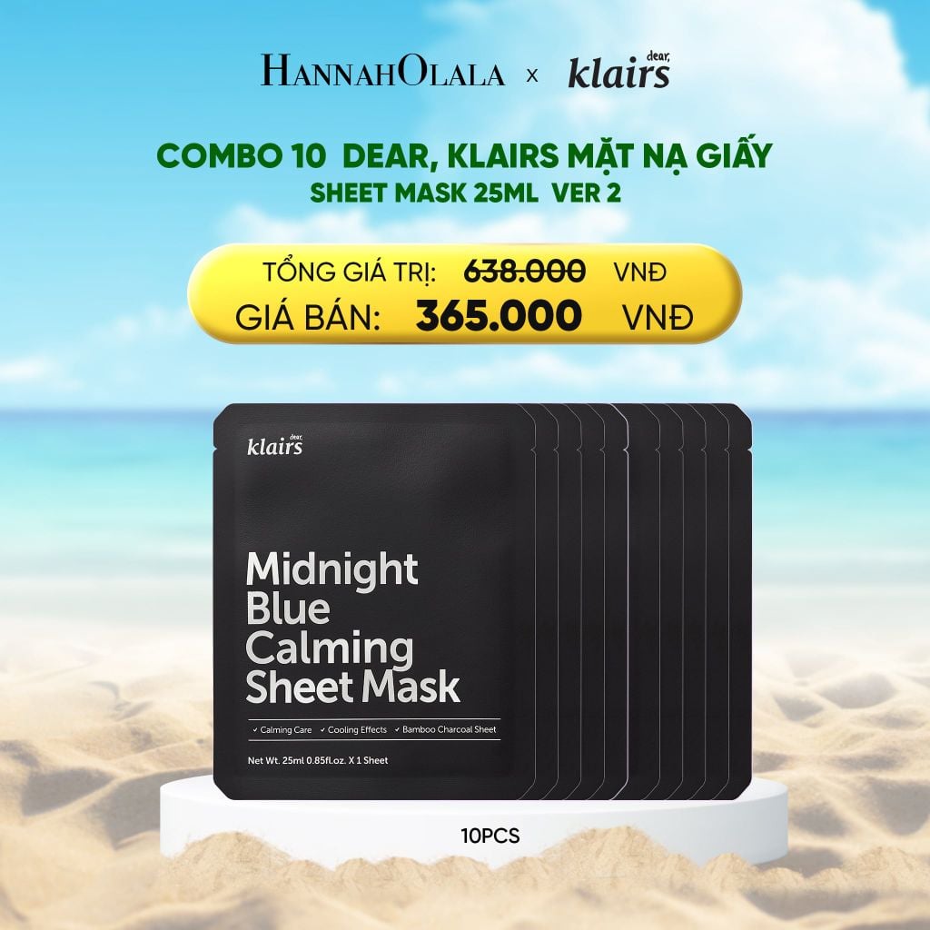  DEAL 10 : COMBO 10 DEAR, KLAIRS MẶT NẠ GIẤY SHEET MASK 25ML VER 2 