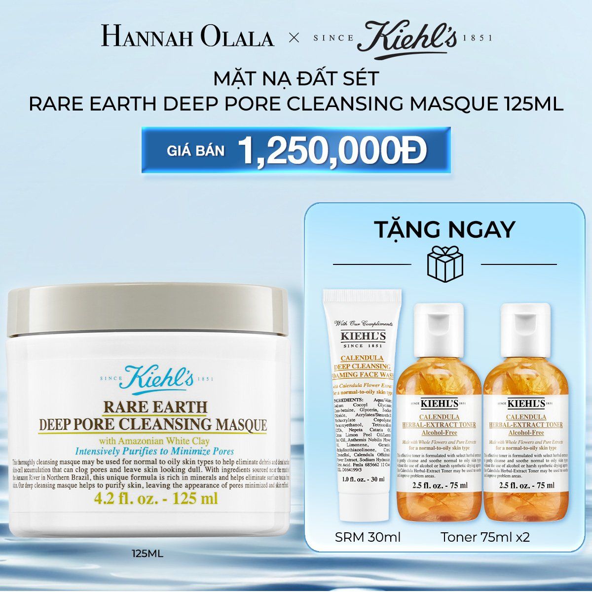  DEAL 10: MẶT NẠ ĐẤT SÉT KIEHL'S RARE EARTH DEEP PORE CLEANSING MASQUE 125ML 