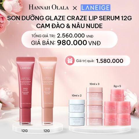  E756: DEAL 11: COMBO 2 SON DƯỠNG CÓ MÀU LANEIGE LIP CRAZE SERUM 12GX2 (CAM ĐÀO & NÂU NUDE) - [GIAO HÀNG TỪ 03/10] 