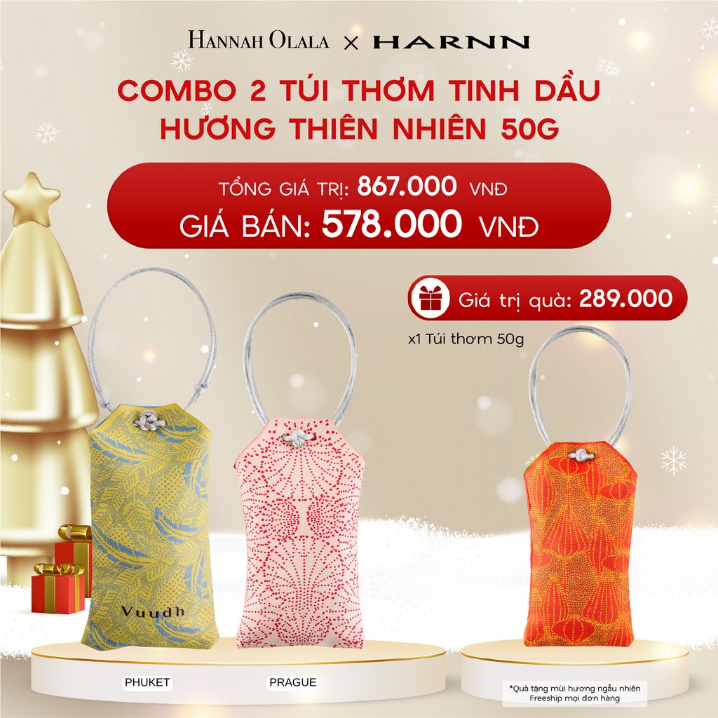  A1095_DEAL 10: COMBO 2 TÚI THƠM TINH DẦU HARNN 50G HƯƠNG THIÊN NHIÊN 