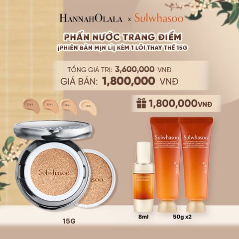  PHẤN NƯỚC TRANG ĐIỂM MỊN LÌ 24H (KÈM LÕI THAY THẾ) SULWHASOO PERFECTING CUSHION 15GX2 - A44 