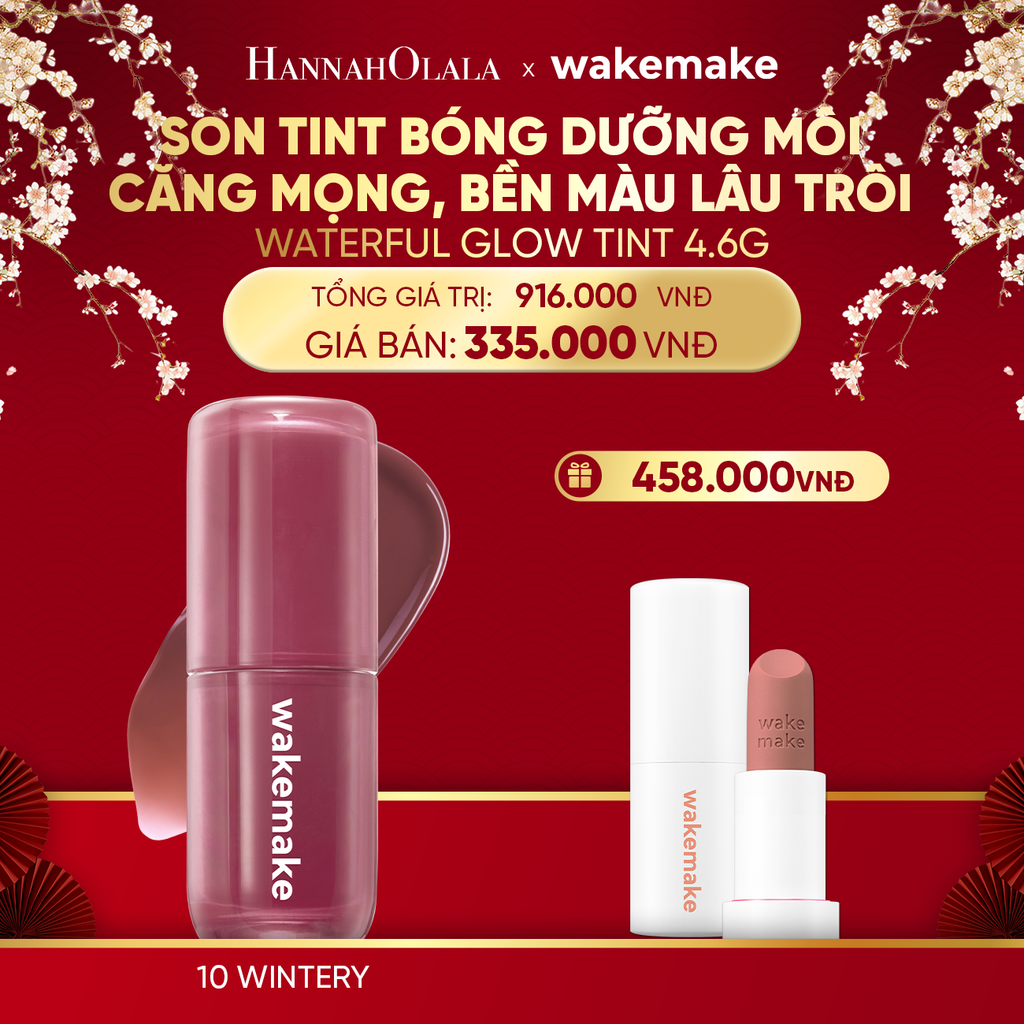  DEAL 3: SON TINT BÓNG WAKEMAKE WATERFUL GLOW TINT DƯỠNG ẨM CĂNG MỌNG, BỀN MÀU LÂU TRÔI 