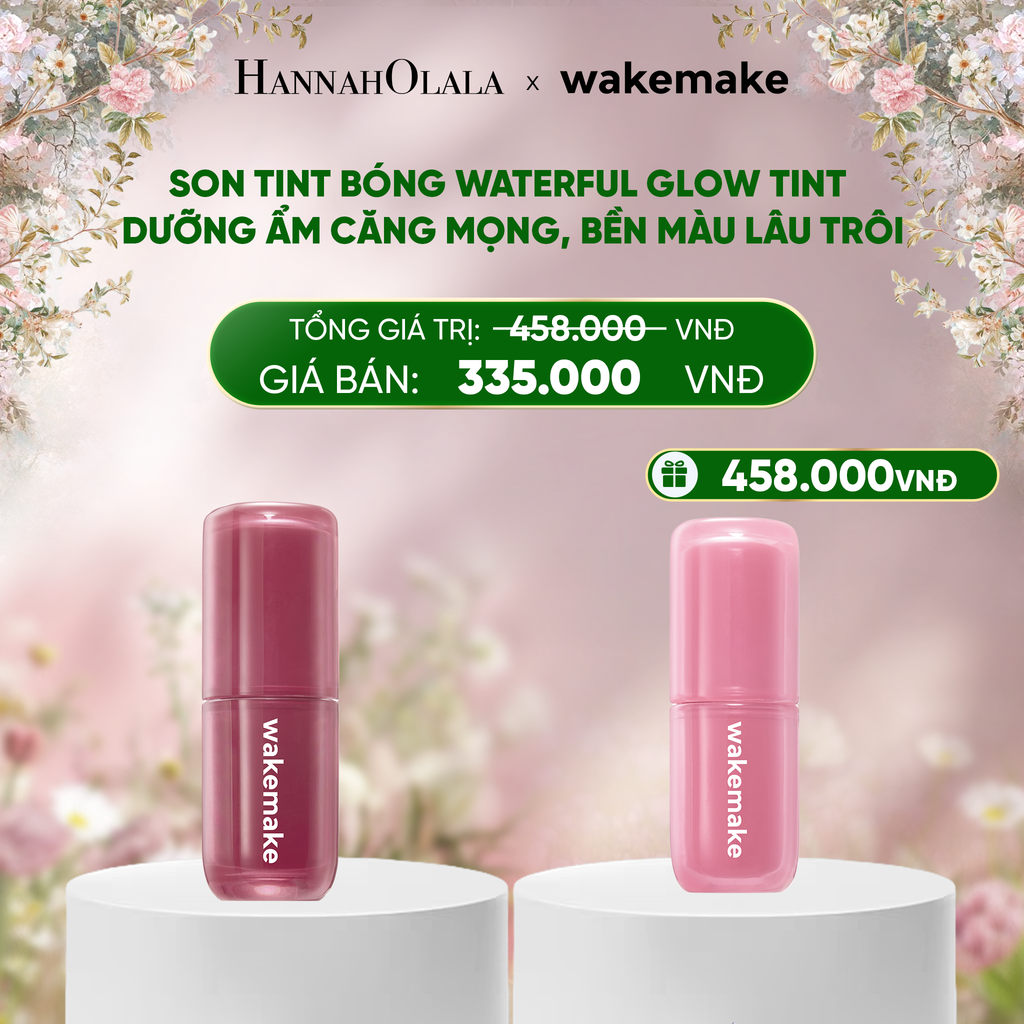  DEAL 3: SON TINT BÓNG WAKEMAKE WATERFUL GLOW TINT DƯỠNG ẨM CĂNG MỌNG, BỀN MÀU LÂU TRÔI 