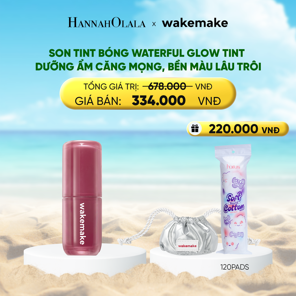  DEAL 1: SON TINT BÓNG WAKEMAKE WATERFUL GLOW TINT DƯỠNG ẨM CĂNG MỌNG, BỀN MÀU LÂU TRÔI 