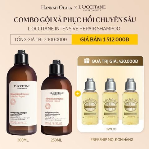  DEAL 10B: COMBO GỘI XẢ PHỤC HỒI CHUYÊN SÂU L'OCCITANE INTENSIVE REPAIR SHAMPOO 300ML & 250ML 