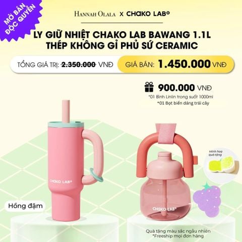  LY GIỮ NHIỆT CHAKO LAB BAWANG 1.1L THÉP KHÔNG GỈ PHỦ SỨ CERAMIC CAO CẤP _ DEAL 4 _ A59 