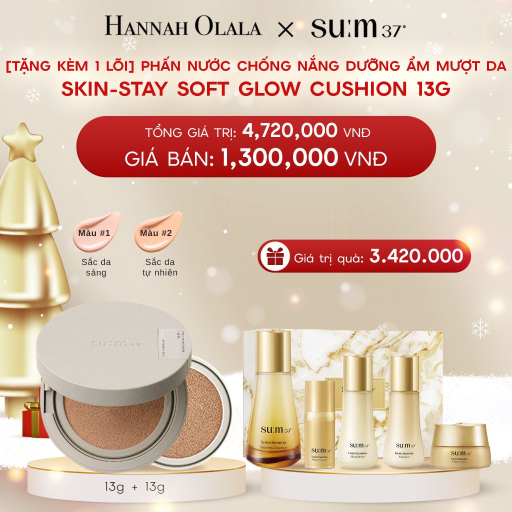  A314_DEAL 10: [TẶNG KÈM 1 LÕI] PHẤN NƯỚC CHỐNG NẮNG DƯỠNG ẨM MƯỢT DA SUM37 SKIN-STAY SOFT GLOW CUSHION 
