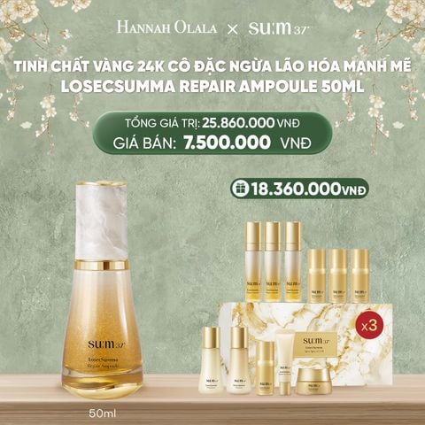  DEAL35: TINH CHẤT VÀNG 24K CÔ ĐẶC NGỪA LÃO HÓA MẠNH MẼ SU:M37 LOSECSUMMA REPAIR AMPOULE 50ML 