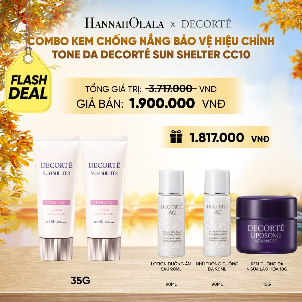  COMBO 02 KEM CHỐNG NẮNG BẢO VỆ DA DECORTÉ SUN SHELTER - E1124 
