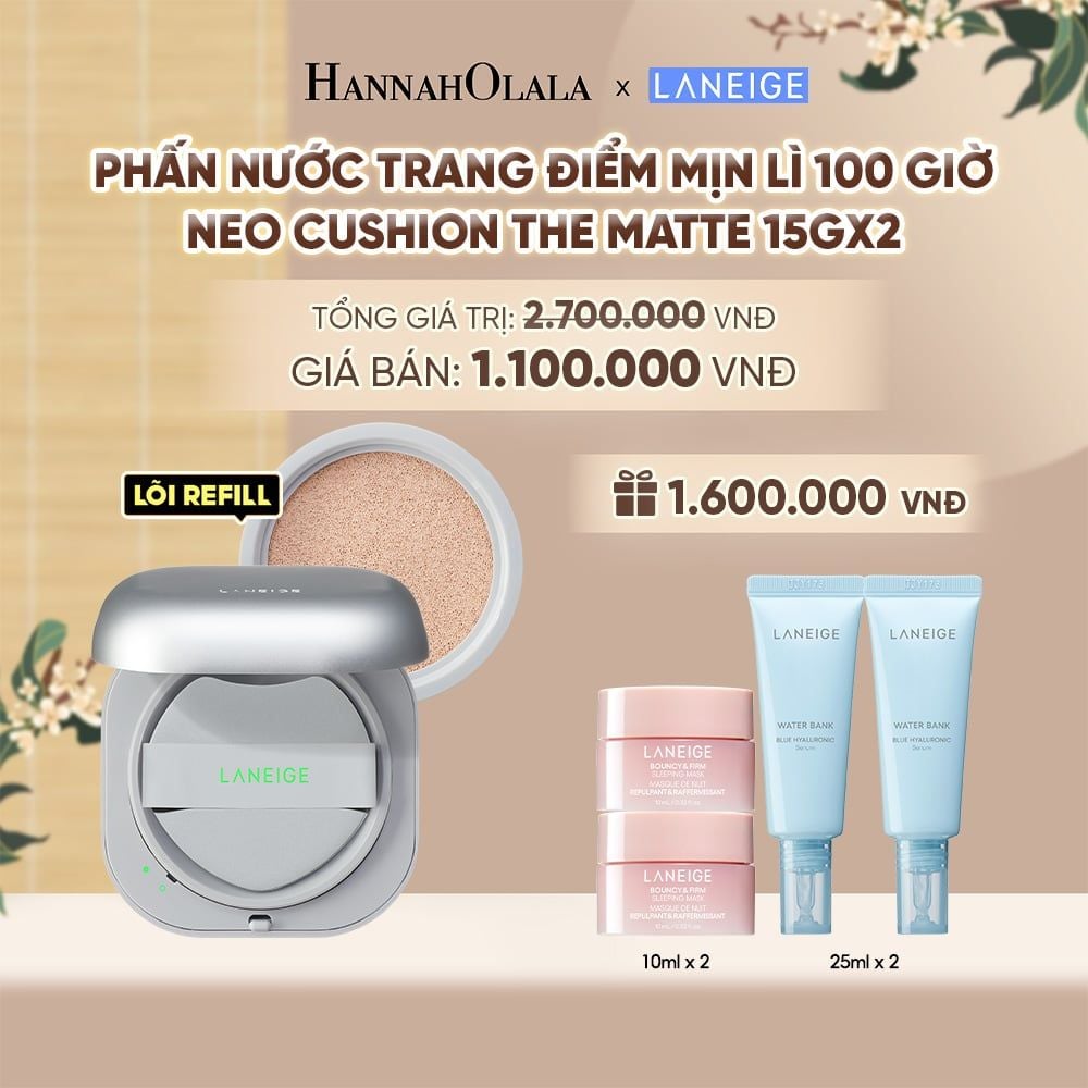  MỚI - PHẤN NƯỚC TRANG ĐIỂM MỊN LÌ LANEIGE NEO CUSHION MATTE 15G*2 - A581 